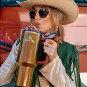 Insulated Metallic Gold Travel Mug with Handle - Unbranded